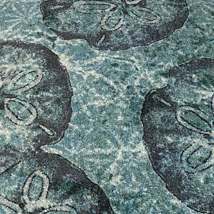 2' x 8' Beach Money Sand Dollar Aqua Rectangle Runner Nylon Area Rug