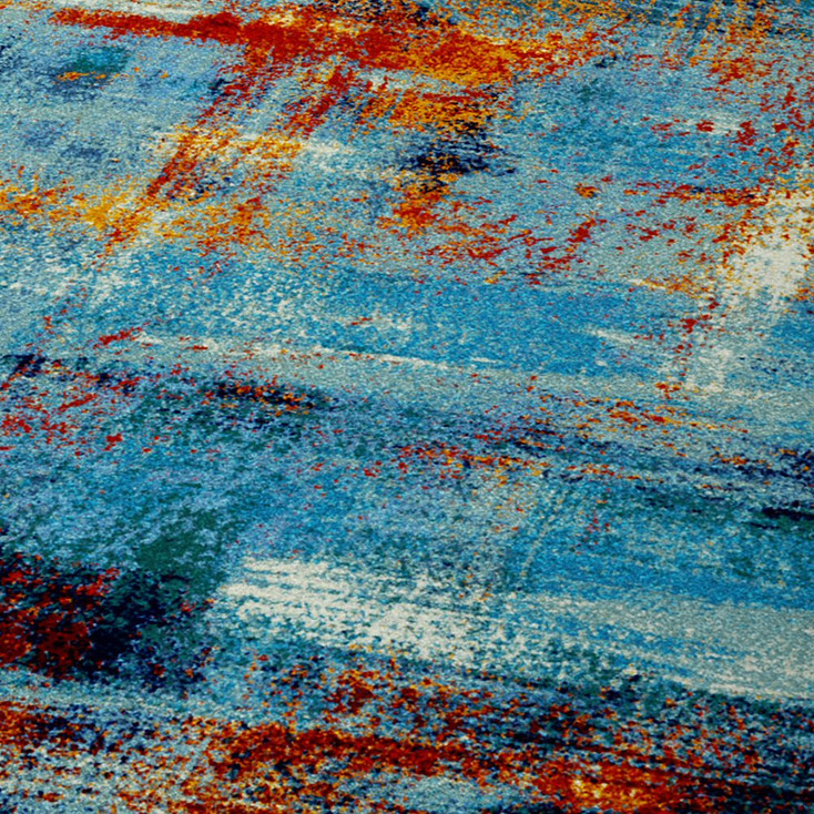 8' Coastal Canvas Aqua Round Nylon Area Rug