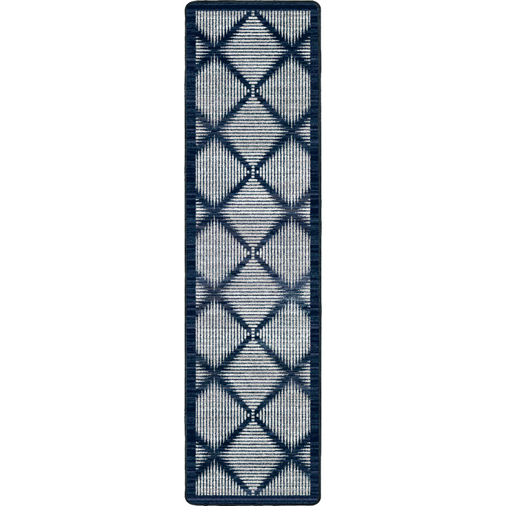2' x 8' Diamond Weave Denim Rectangle Runner Nylon Area Rug