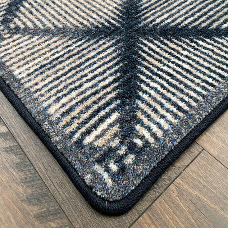 3' x 4' Diamond Weave Denim Rectangle Scatter Nylon Area Rug