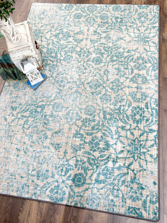 8' x 11' Distressed Fine Linen Natural Rectangle Nylon Area Rug