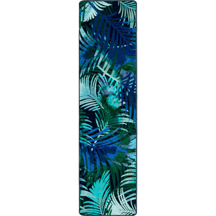 2' x 8' Fronds Green Rectangle Runner Nylon Area Rug