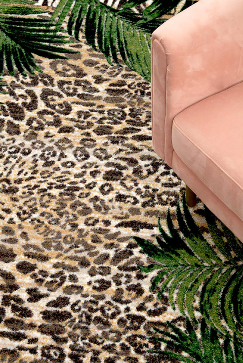 5' x 8' Jungle Borders Natural Rectangle Nylon Area Rug