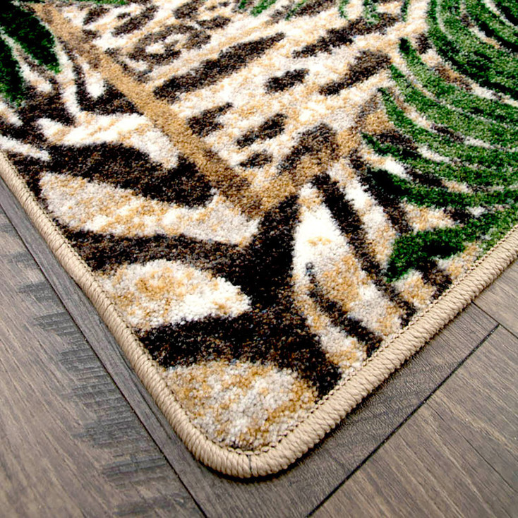 8' x 11' Jungle Borders Natural Rectangle Nylon Area Rug