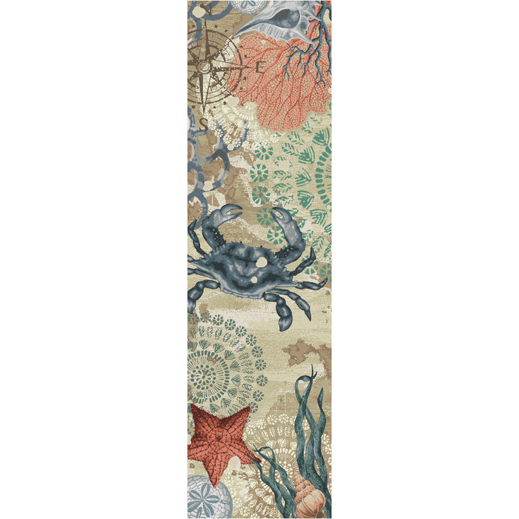 2' x 8' Latitude Adjustment Parchment Rectangle Runner Nylon Area Rug
