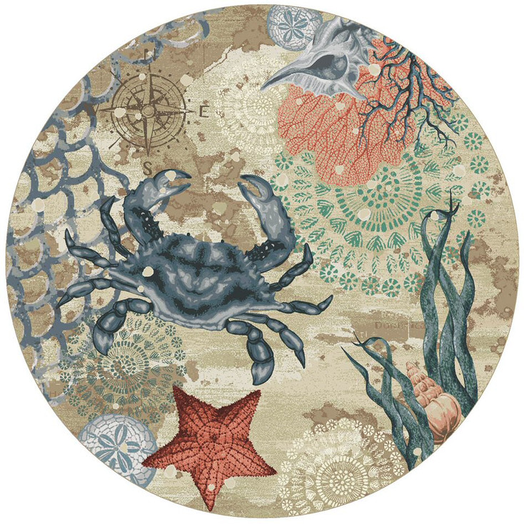 8' Latitude Adjustment Parchment Round Nylon Area Rug