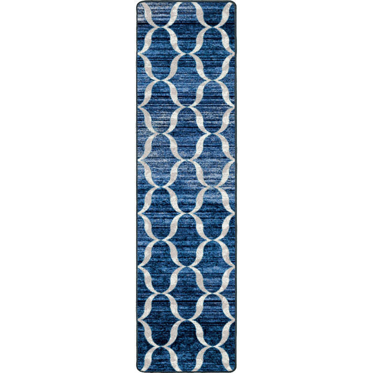 2' x 8' Lattice Blue Rectangle Runner Nylon Area Rug