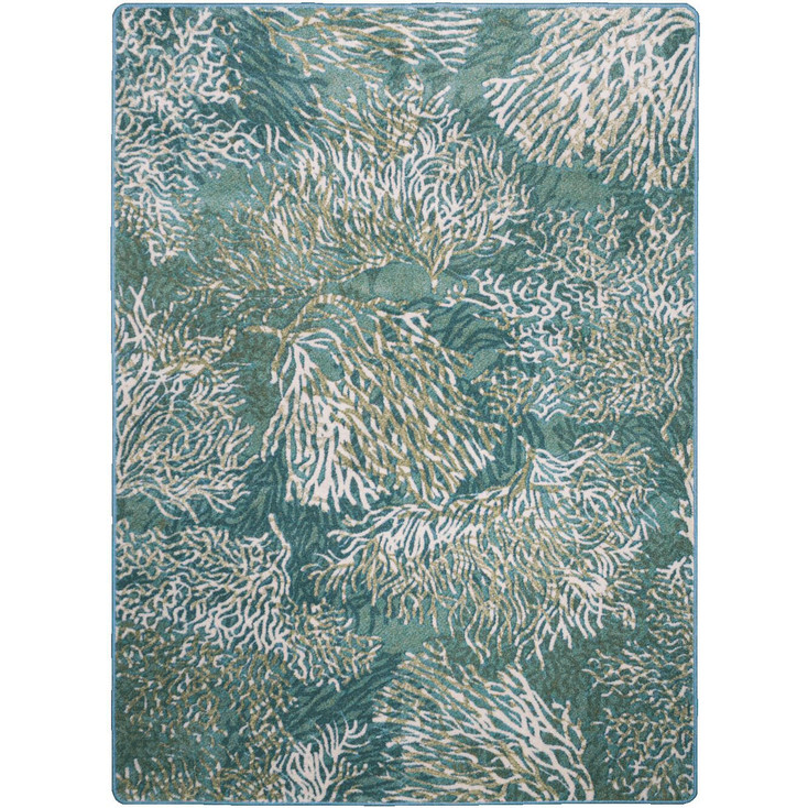 8' x 11' Oceanic Blooms Aqua Rectangle Nylon Area Rug