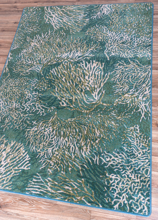 8' x 11' Oceanic Blooms Aqua Rectangle Nylon Area Rug