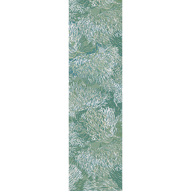 2' x 8' Oceanic Blooms Aqua Rectangle Runner Nylon Area Rug