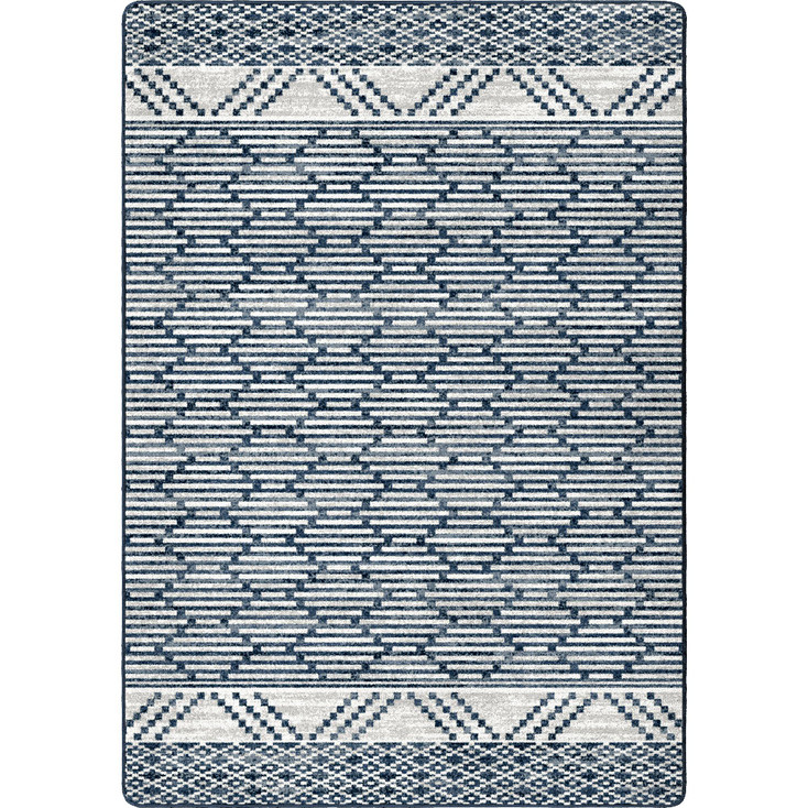 5' x 8' Patterned Stripe Fresh Blue Rectangle Nylon Area Rug
