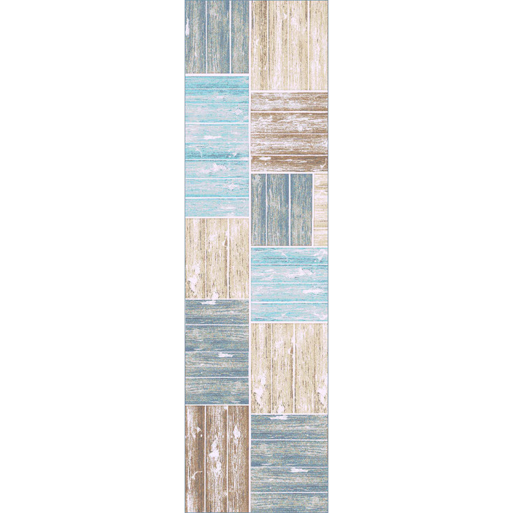 2' x 8' Salty Seas Aqua Rectangle Runner Nylon Area Rug