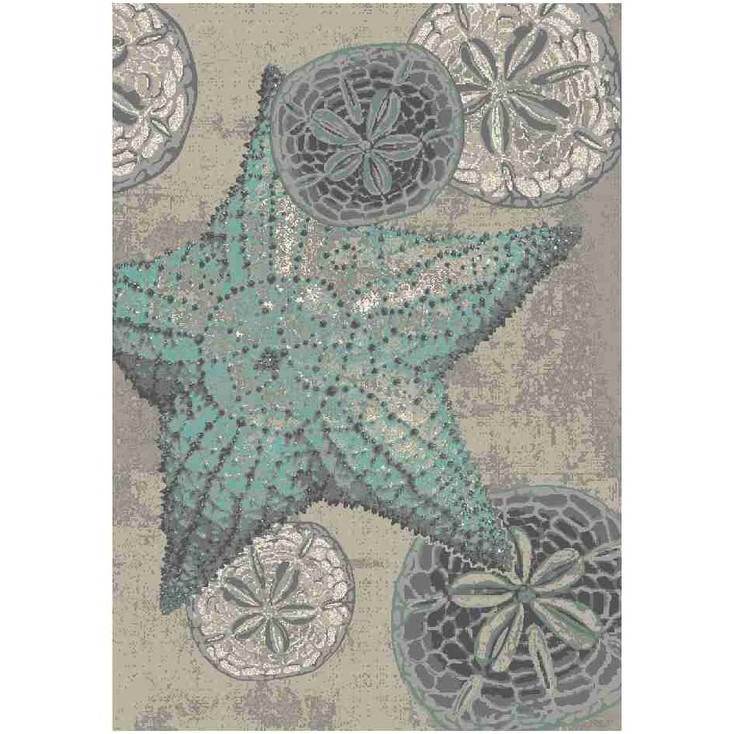 5' x 8' Shore Thing Ocean Blue Rectangle Nylon Area Rug