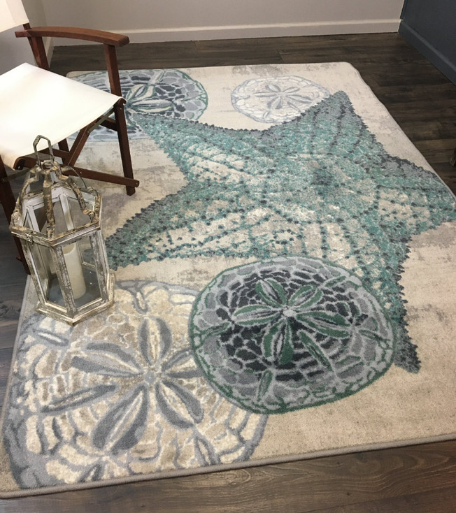 8' x 11' Shore Thing Ocean Blue Rectangle Nylon Area Rug