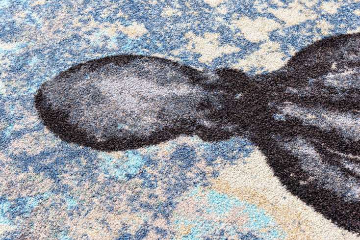 8' x 11' Suckered Blissful Blue Rectangle Nylon Area Rug