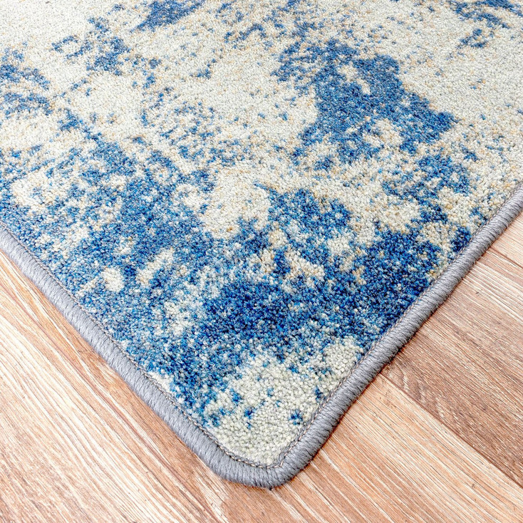 2' x 8' Suckered Blissful Blue Rectangle Runner Nylon Area Rug