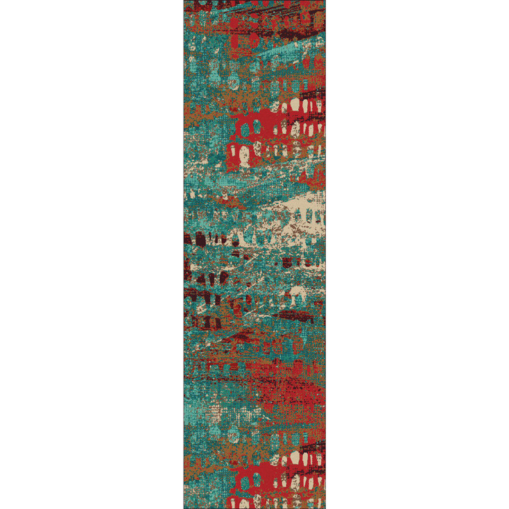 2' x 8' Forward Shift Turquoise Rectangle Runner Nylon Area Rug