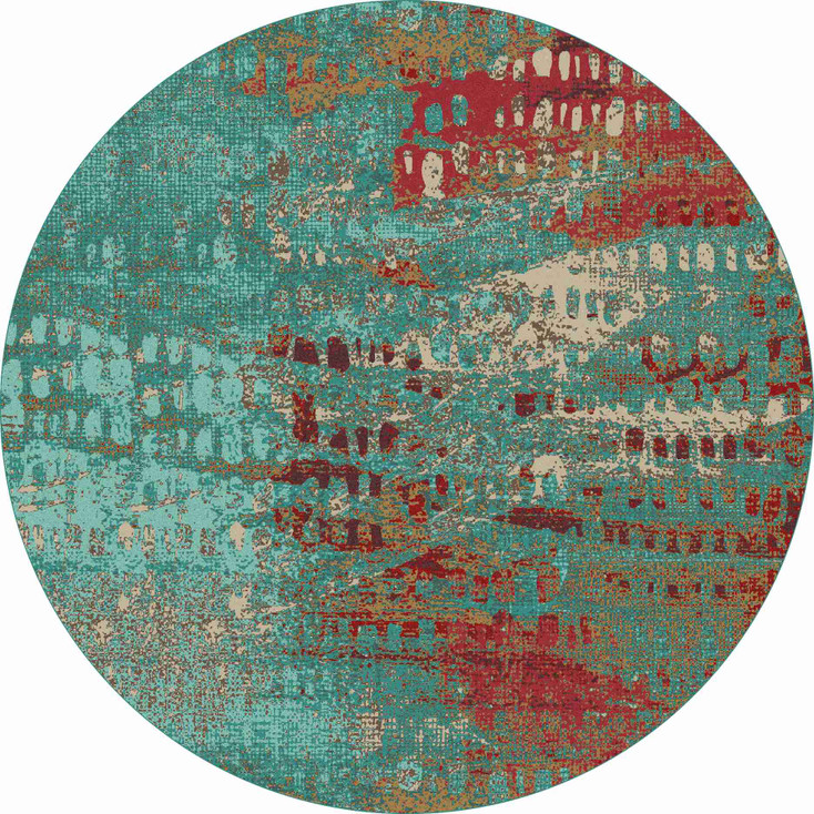 8' Forward Shift Turquoise Round Nylon Area Rug