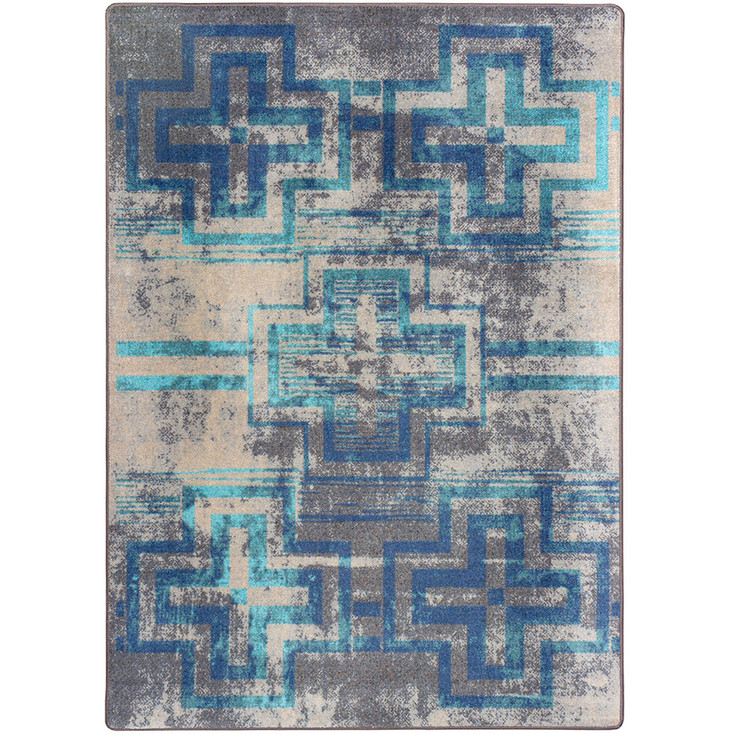 4' x 5' Distressed Bounty Glacier Southwest Rectangle Nylon Area Rug