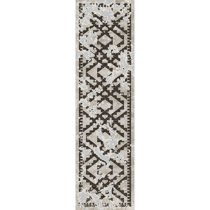 2' x 8' Distressed Fresco Temper Western Rectangle Runner Nylon Area Rug