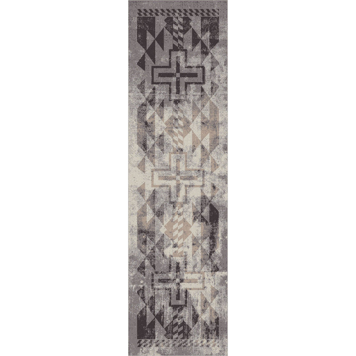 2' x 8' Distressed Rustic Cross Sandstone Southwest Rectangle Runner Nylon Area Rug