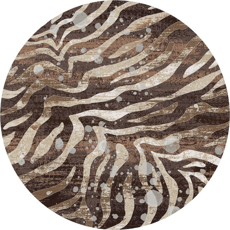 8' Modern Zebra Silver Splash Round Nylon Area Rug