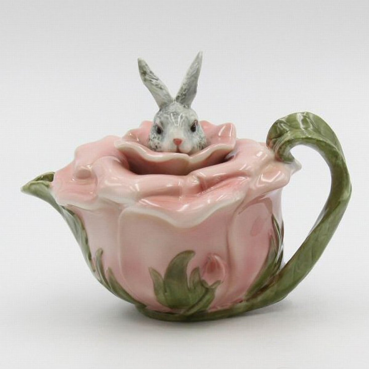 Victorian Rosy Rabbit Porcelain Teapot