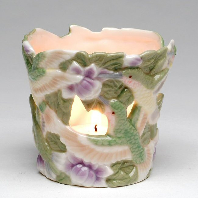 Hummingbird Porcelain Votive Candle Holders, Set of 4
