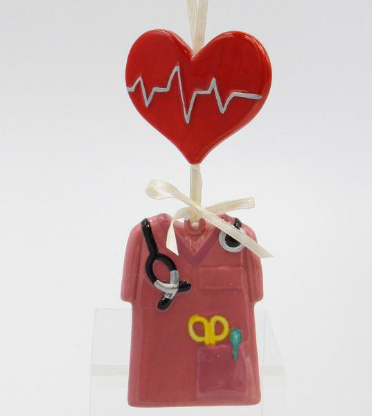 Pink Healthcare Hero Christmas Tree Ornaments, Set of 2