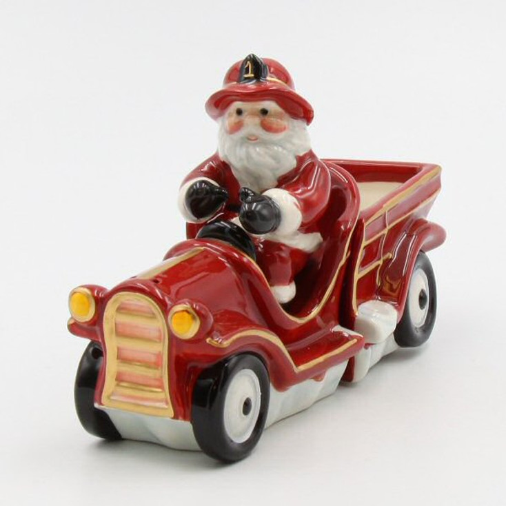 Santa Driving a Red Truck Porcelain Salt and Pepper Shakers, Set of 4