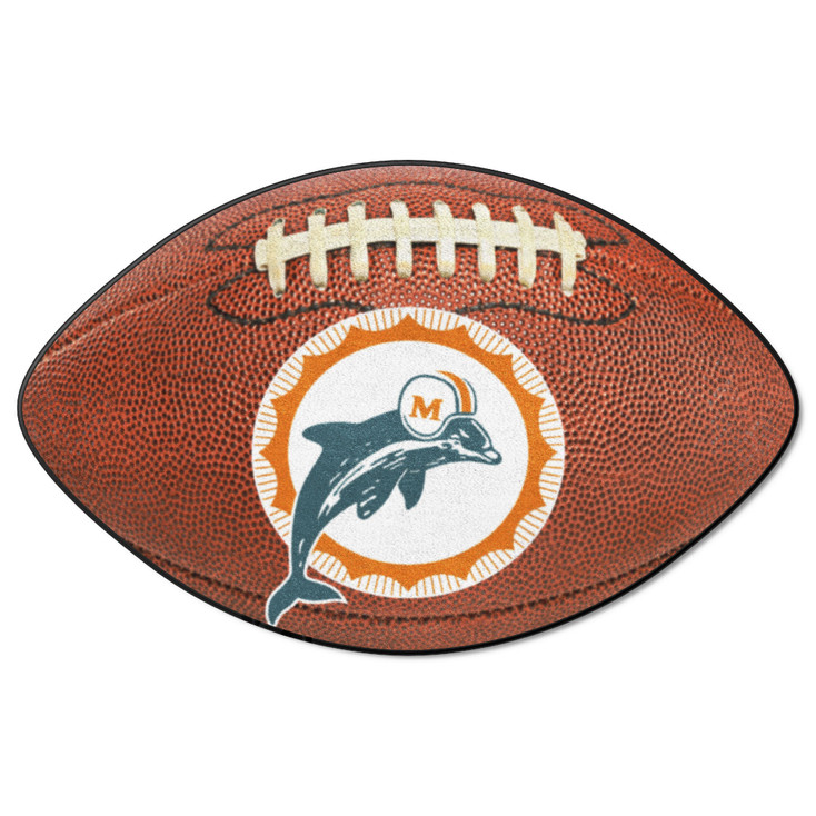 20.5" x 32.5" Miami Dolphins Retro Logo Football Shape Mat