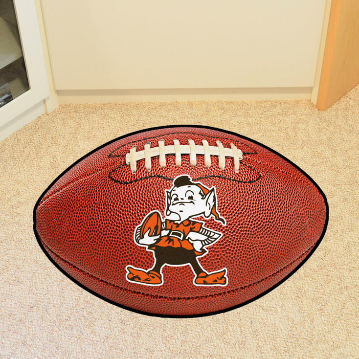 20.5" x 32.5" Cleveland Browns Retro Logo Football Shape Mat