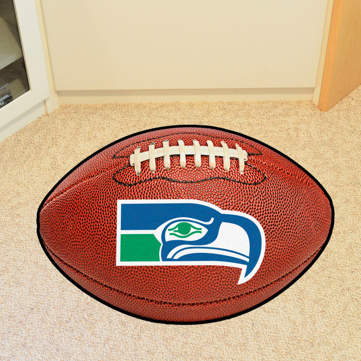 20.5" x 32.5" Seattle Seahawks Retro Logo Football Shape Mat