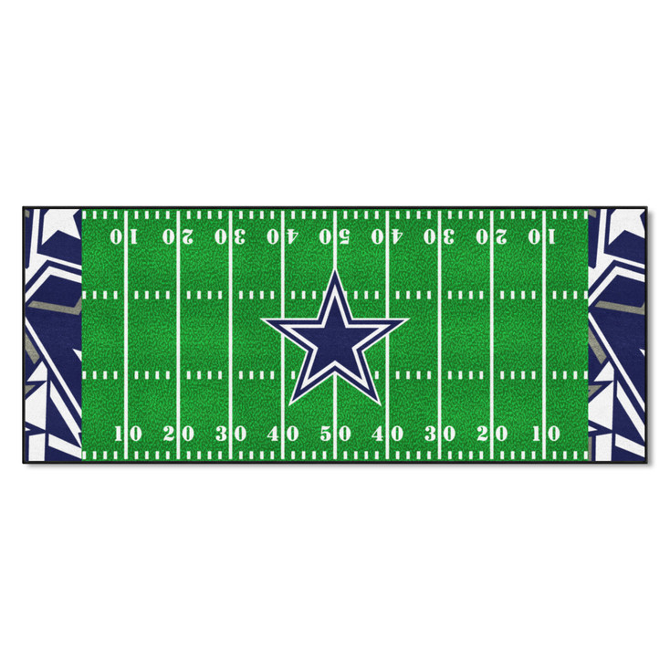 30" x 72" Dallas Cowboys NFL x FIT Pattern Football Field Rectangle Runner Mat