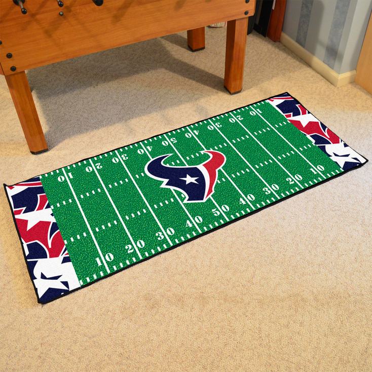 30" x 72" Houston Texans NFL x FIT Pattern Football Field Rectangle Runner Mat