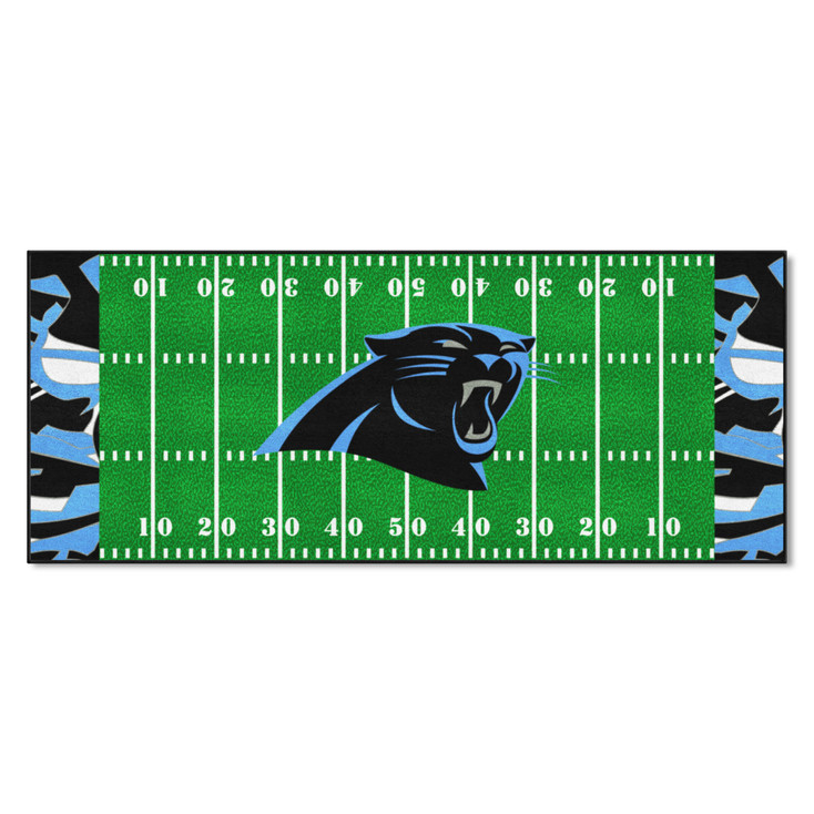 30" x 72" Carolina Panthers NFL x FIT Pattern Football Field Rectangle Runner Mat