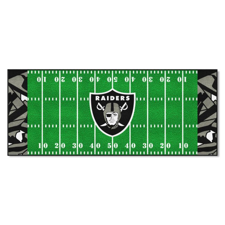 30" x 72" Las Vegas Raiders NFL x FIT Pattern Football Field Rectangle Runner Mat