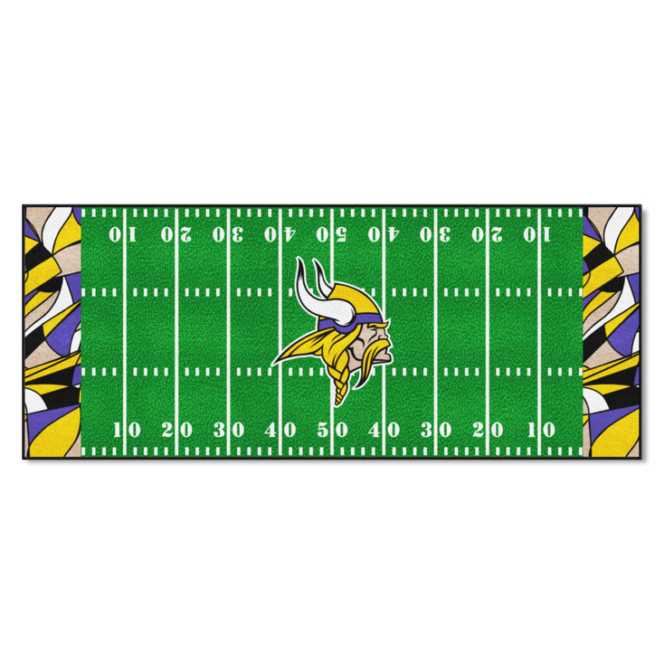 30" x 72" Minnesota Vikings NFL x FIT Pattern Football Field Rectangle Runner Mat