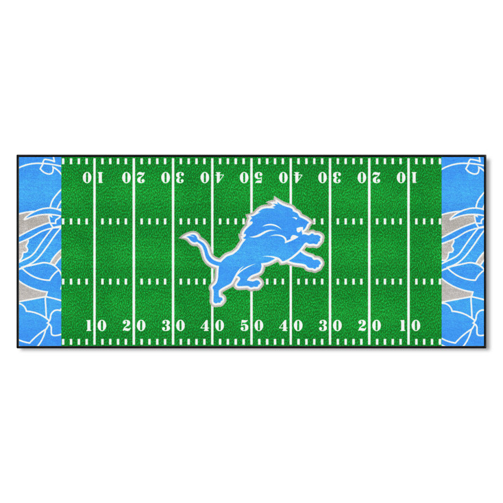 30" x 72" Detroit Lions NFL x FIT Pattern Football Field Rectangle Runner Mat