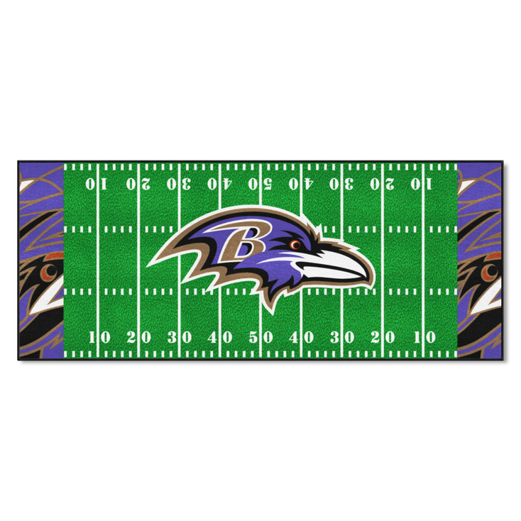 30" x 72" Baltimore Ravens NFL x FIT Pattern Football Field Rectangle Runner Mat