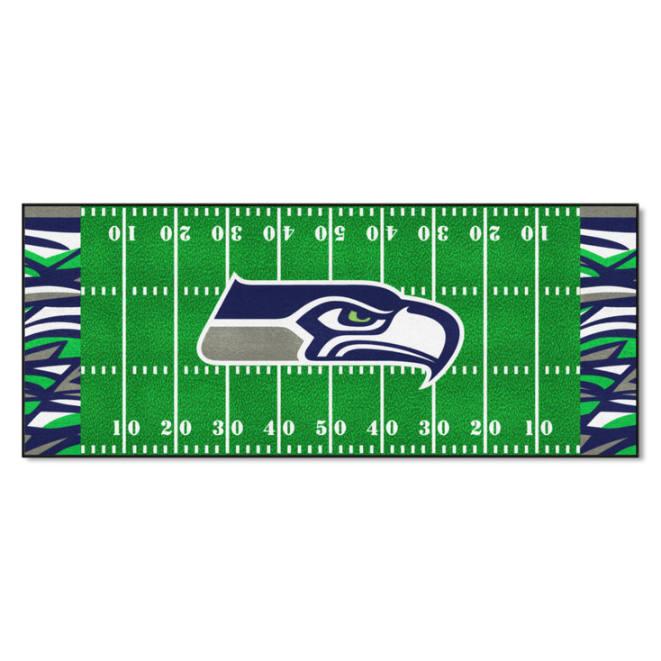 30" x 72" Seattle Seahawks NFL x FIT Pattern Football Field Rectangle Runner Mat