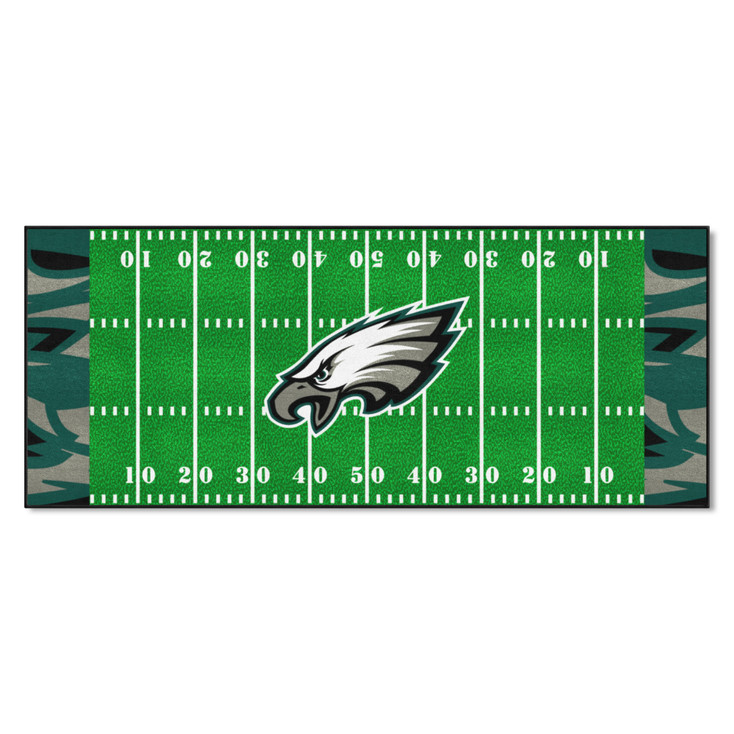 30" x 72" Philadelphia Eagles NFL x FIT Pattern Football Field Rectangle Runner Mat