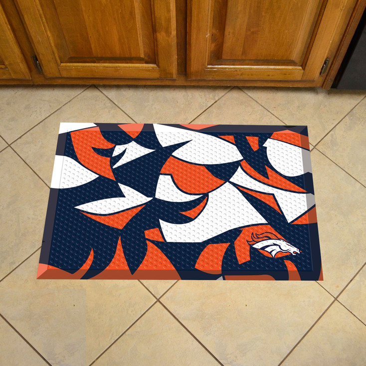 19" x 30" Denver Broncos NFL x FIT Pattern Rectangle Scraper Mat