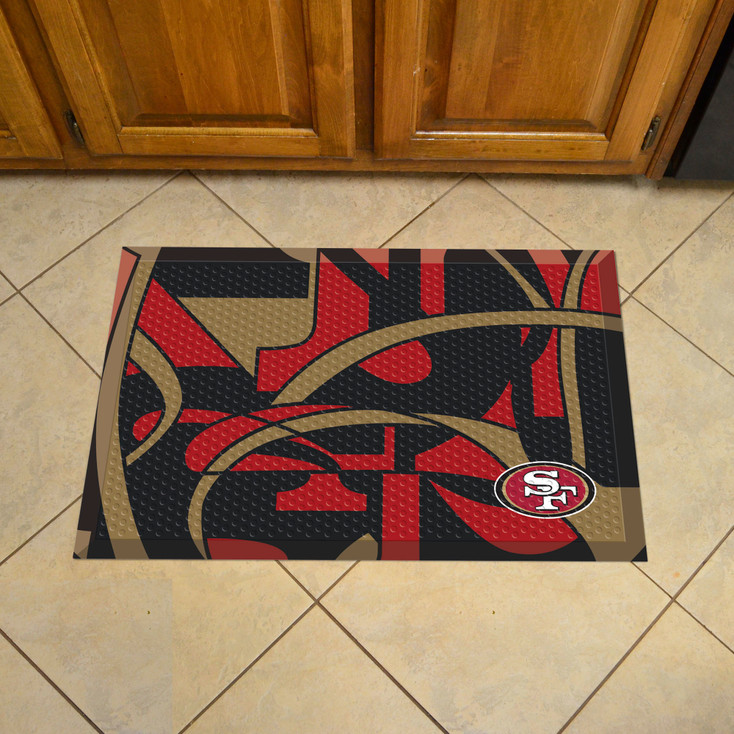 19" x 30" San Francisco 49ers NFL x FIT Pattern Rectangle Scraper Mat