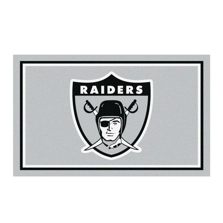 3' x 5' Las Vegas Raiders Retro Logo Gray Rectangle Area Rug