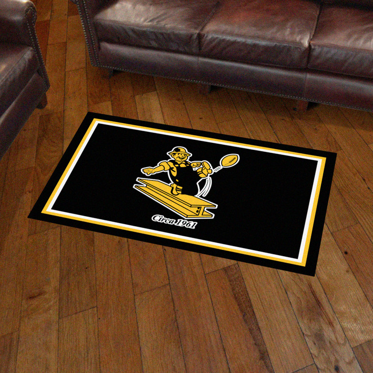 3' x 5' Pittsburgh Steelers Retro Logo Black Rectangle Area Rug