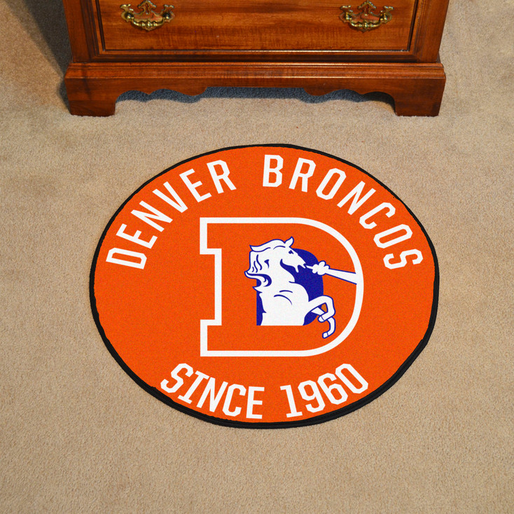 27" Denver Broncos "D" Retro Logo Roundel Round Mat