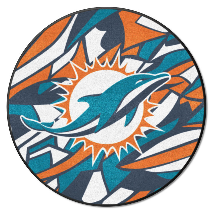 27" Miami Dolphins NFL x FIT Pattern Roundel Round Mat