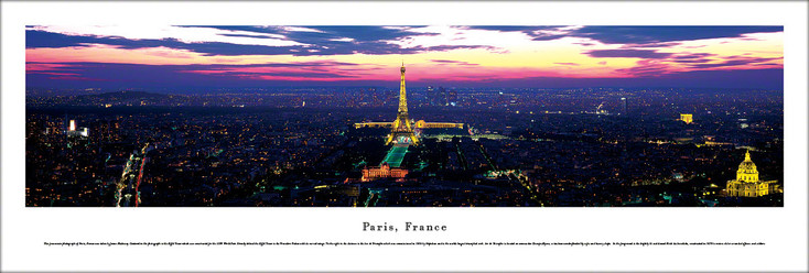 Paris, France at Twilight Skyline Panoramic Art Print