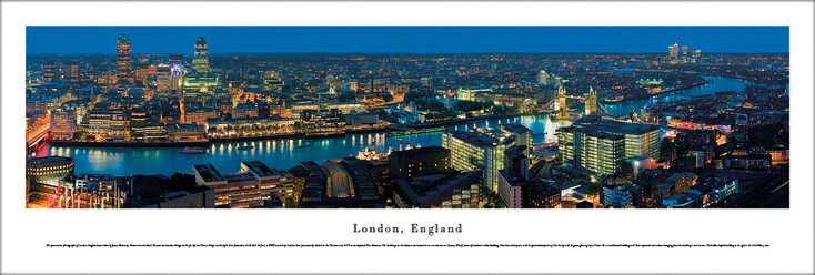 London, England at Twilight Skyline Panoramic Art Print